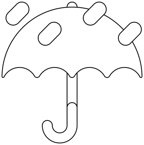 Umbrella With Rain Drops Emoji Coloring Page